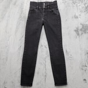 GAP 1969 Jeans Womens 26P Washed Black True Skinny Super High Rise Stretch Denim